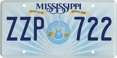 MS license plate ZZP722
