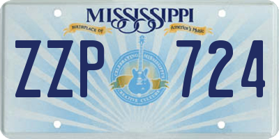MS license plate ZZP724