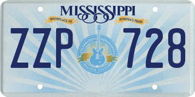 MS license plate ZZP728