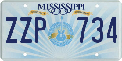 MS license plate ZZP734