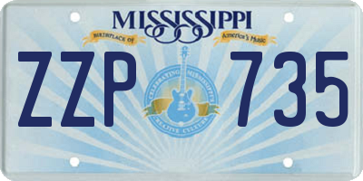 MS license plate ZZP735