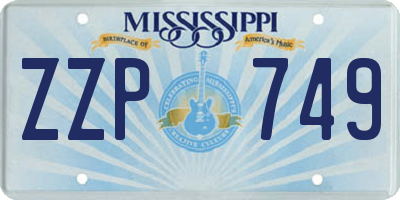 MS license plate ZZP749