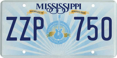 MS license plate ZZP750