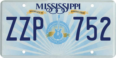 MS license plate ZZP752