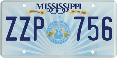 MS license plate ZZP756