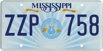 MS license plate ZZP758
