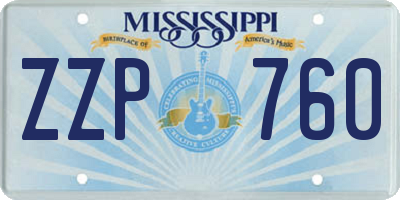 MS license plate ZZP760
