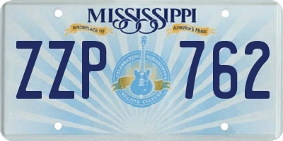 MS license plate ZZP762