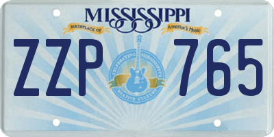 MS license plate ZZP765