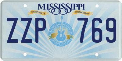 MS license plate ZZP769