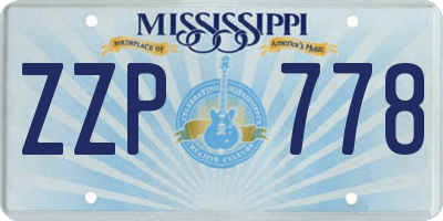 MS license plate ZZP778