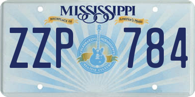 MS license plate ZZP784
