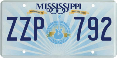 MS license plate ZZP792