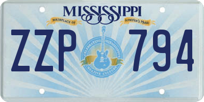 MS license plate ZZP794