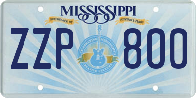 MS license plate ZZP800