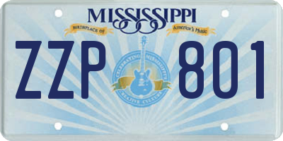 MS license plate ZZP801