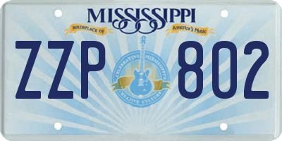 MS license plate ZZP802