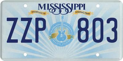 MS license plate ZZP803