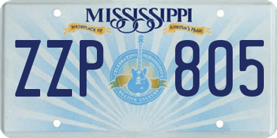 MS license plate ZZP805