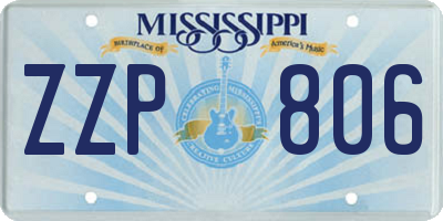 MS license plate ZZP806
