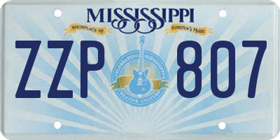MS license plate ZZP807