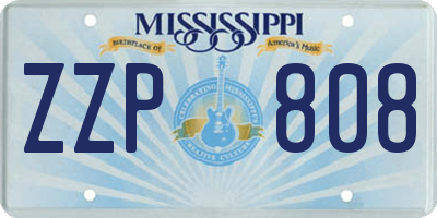 MS license plate ZZP808