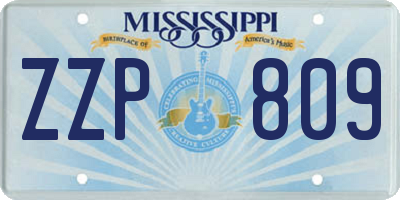 MS license plate ZZP809