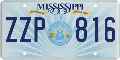 MS license plate ZZP816