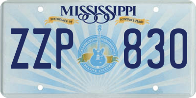 MS license plate ZZP830