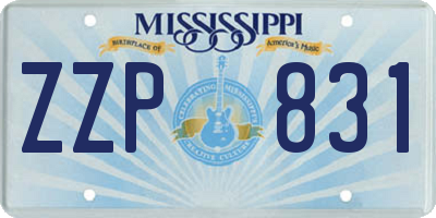 MS license plate ZZP831