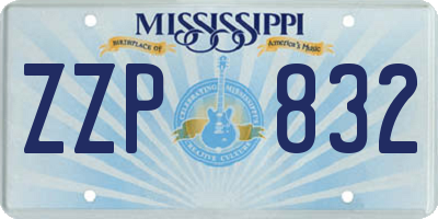 MS license plate ZZP832