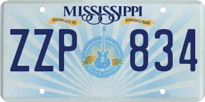 MS license plate ZZP834