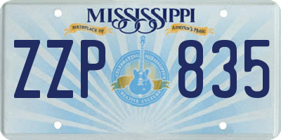 MS license plate ZZP835