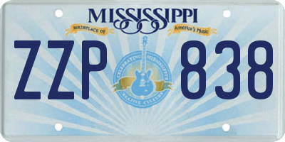 MS license plate ZZP838
