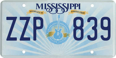 MS license plate ZZP839