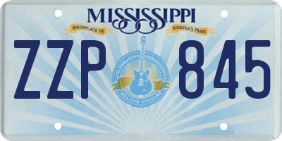 MS license plate ZZP845