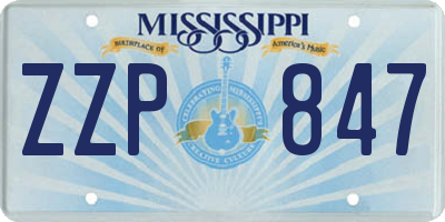 MS license plate ZZP847