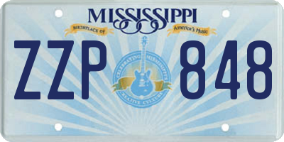 MS license plate ZZP848