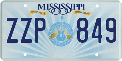 MS license plate ZZP849