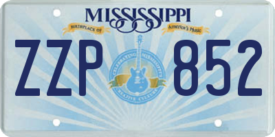 MS license plate ZZP852