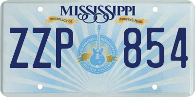 MS license plate ZZP854