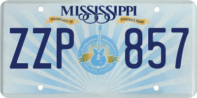 MS license plate ZZP857