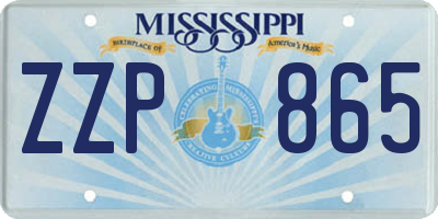 MS license plate ZZP865