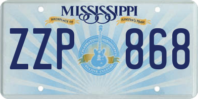 MS license plate ZZP868