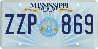MS license plate ZZP869