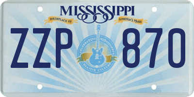 MS license plate ZZP870