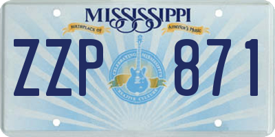 MS license plate ZZP871