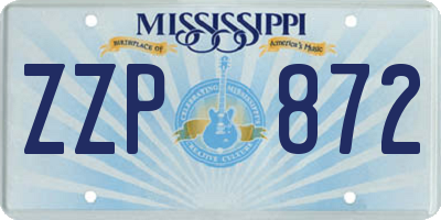 MS license plate ZZP872
