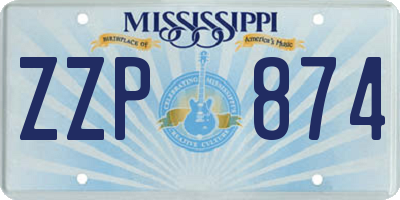 MS license plate ZZP874