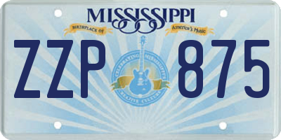 MS license plate ZZP875